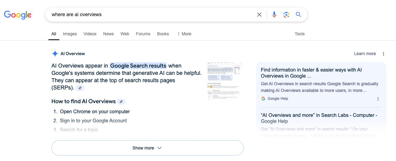 AI Overviews on Google